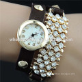 2015 Ladies PU leather diamond decoration hot promotional watch